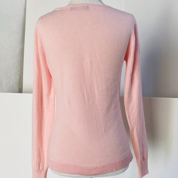 Vintage Pink Cashmere/Silk Blend Crew Neck Sweater w keyhole detail (size S) - Picture 4 of 8